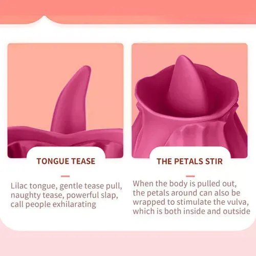 Waterproof Tongue Oral Clit Licking Rose Vibrator G Spot Dildo Women Sex Toys US