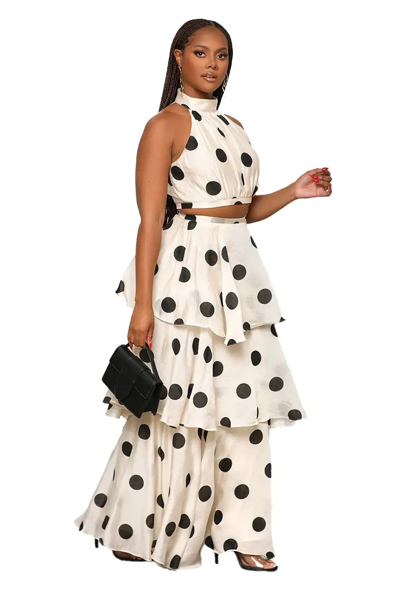 Into The Ruffle Polka Dot Set (Cream Multi)-FINAL SALE