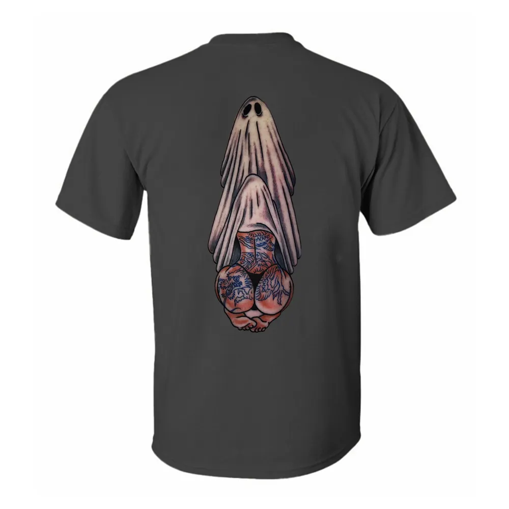 Ghost And The Tattooed Sexy Lady Printed Men's T-shirt