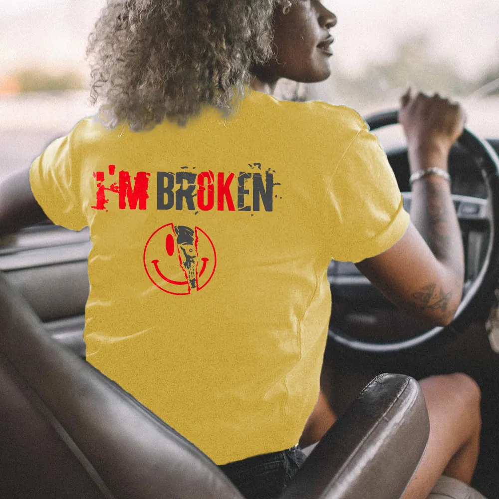 Vintage I'm Broken Skull Women's Monogram T-shirt