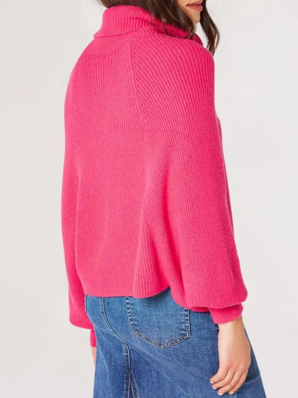 Cowl Neck Ribbed Wrap Jumper