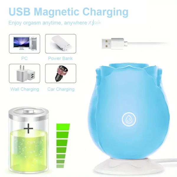 Light Blue Rose Toy Vibrator Classic Sucking Vibrator 10 Frequency