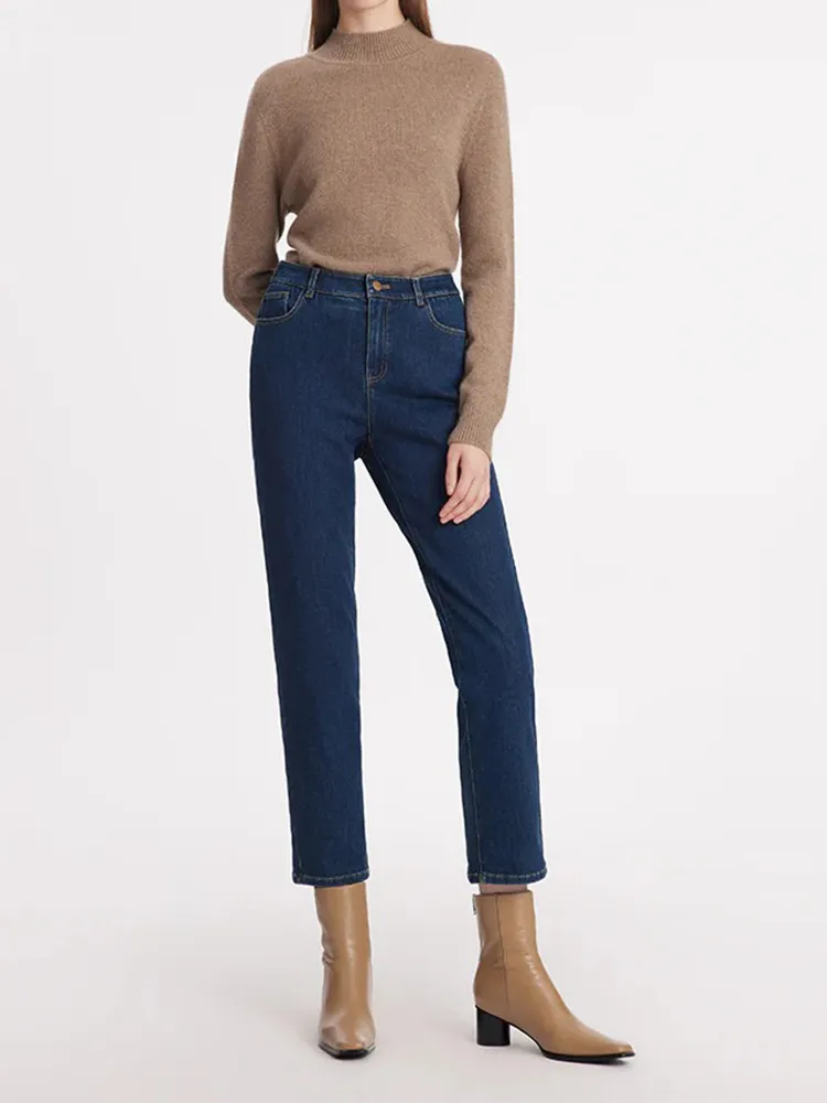 Cotton Ankle Length Women Tapered Jeans