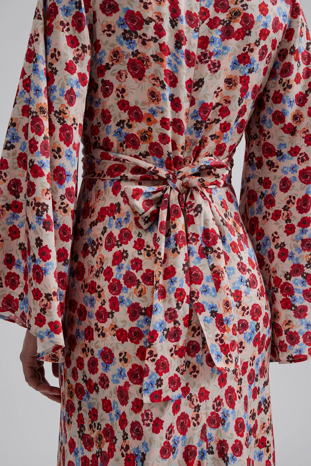 Floral Print Flutter Sleeve Wrap Maxi Dress