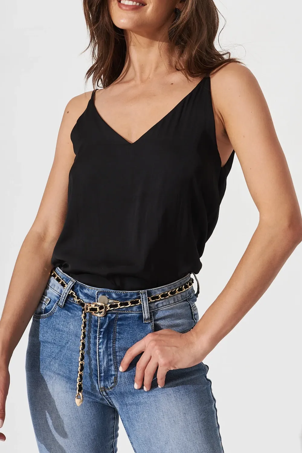 Black V Neck Spaghetti Strap Camisole