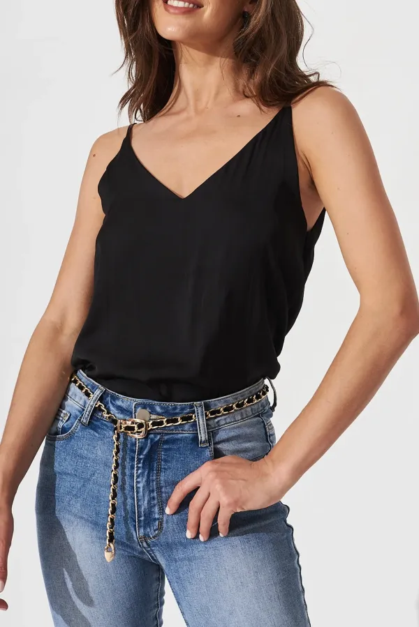 Black V Neck Spaghetti Strap Camisole