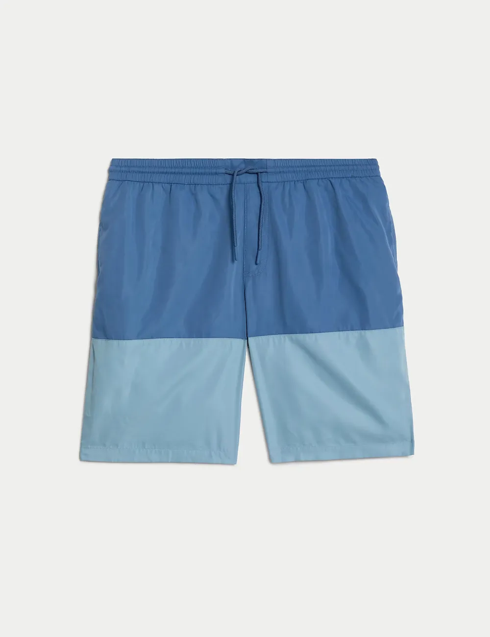 Dark blue and light blue colorblock shorts