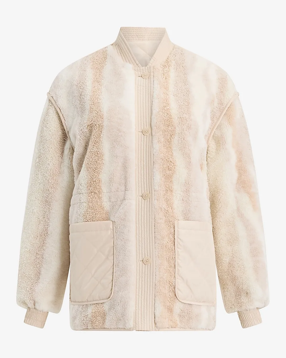 Reversible Quilted Faux Fur Bomber Jacket