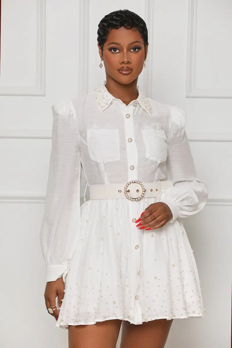 Only Elegance Embellished Mini Dress (White)- FINAL SALE