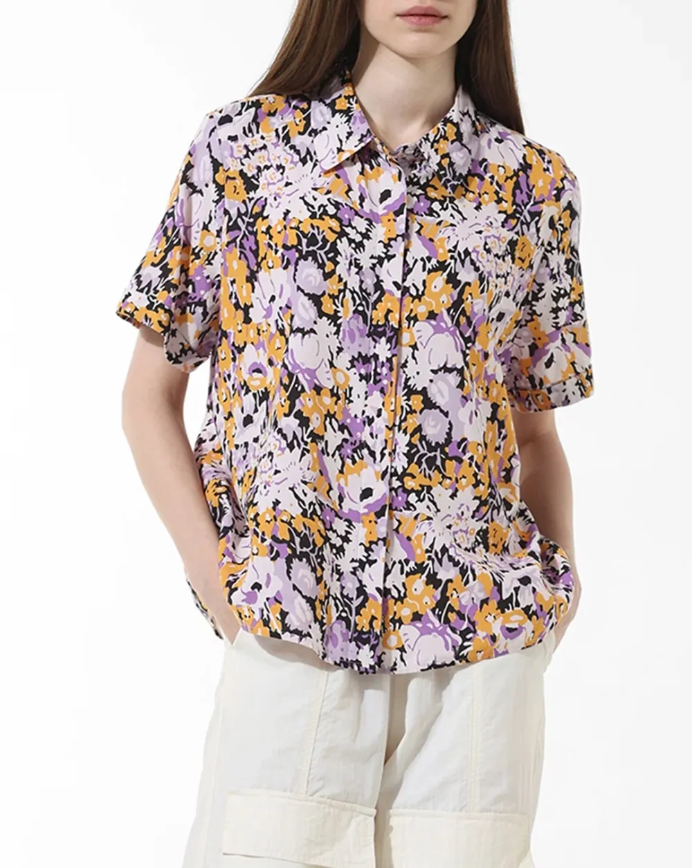 Lavender Printed Resort Shirt