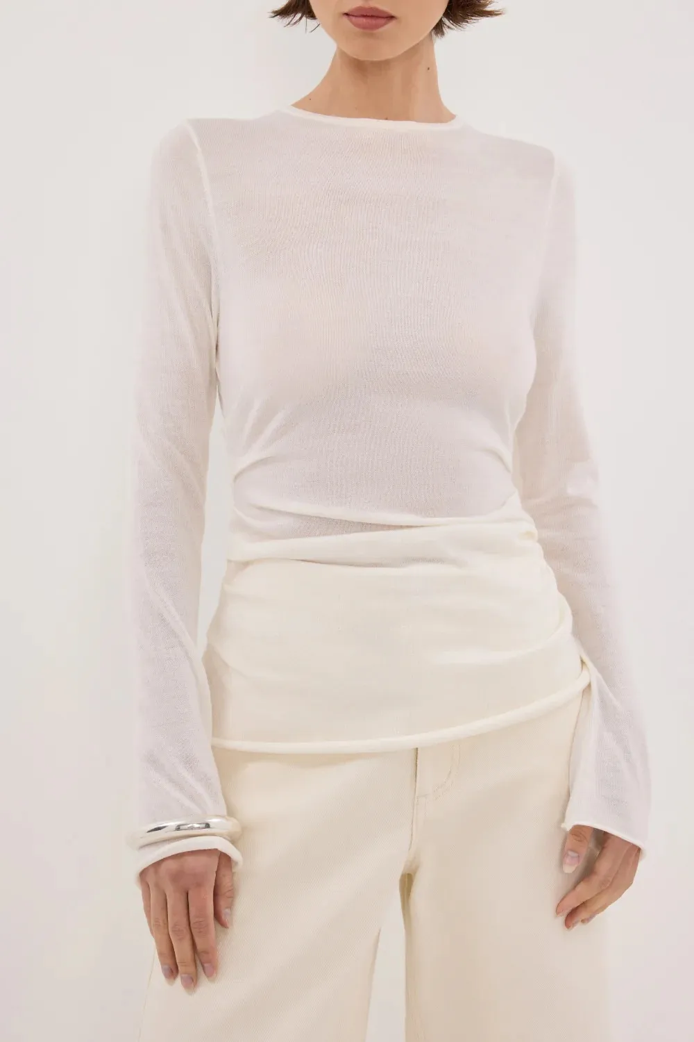 NICO OFF WHITE MERINO KNIT TOP