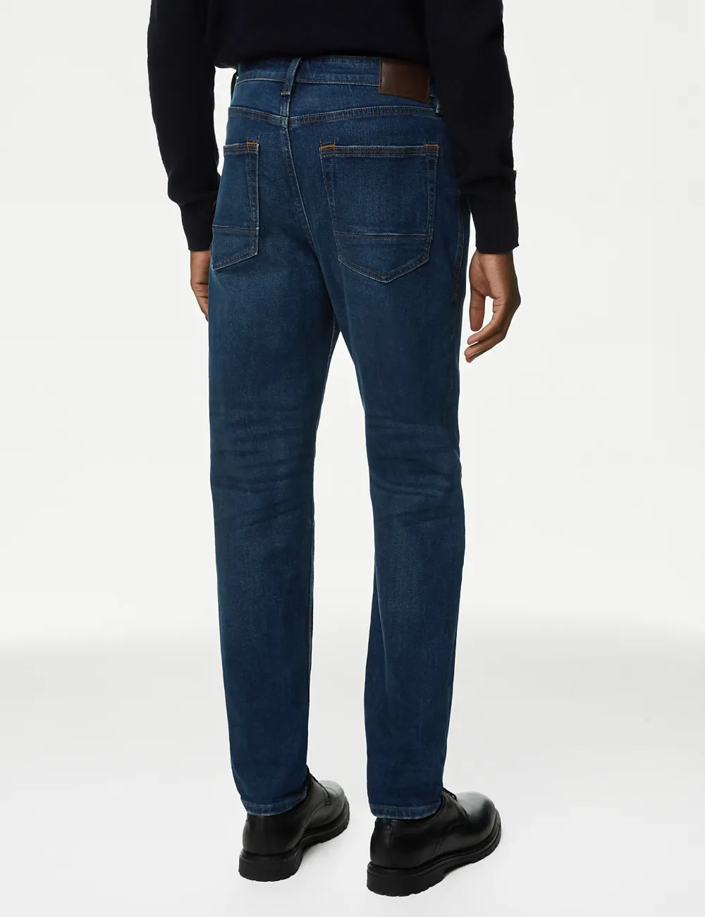 Tapered Fit Vintage Wash Stretch Jeans