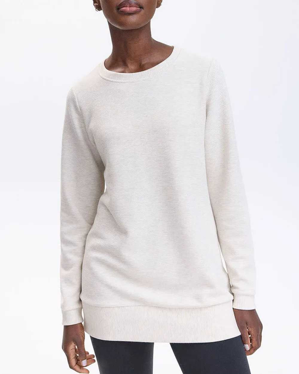 Long-Sleeve Crew-Neck Ottoman-Knit Tunic