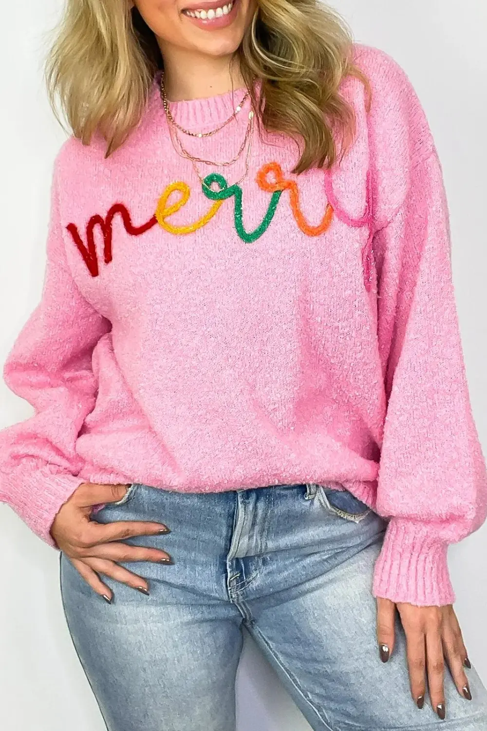 Merry Embroidred Knit Sweater