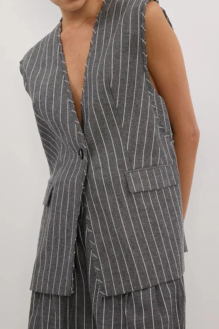 OLLIE SLATE STRIPE OVERSIZED VEST