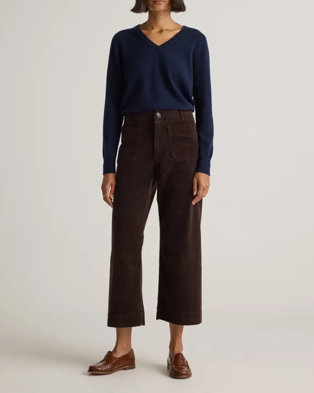 Corduroy Cropped Wide Leg Pants