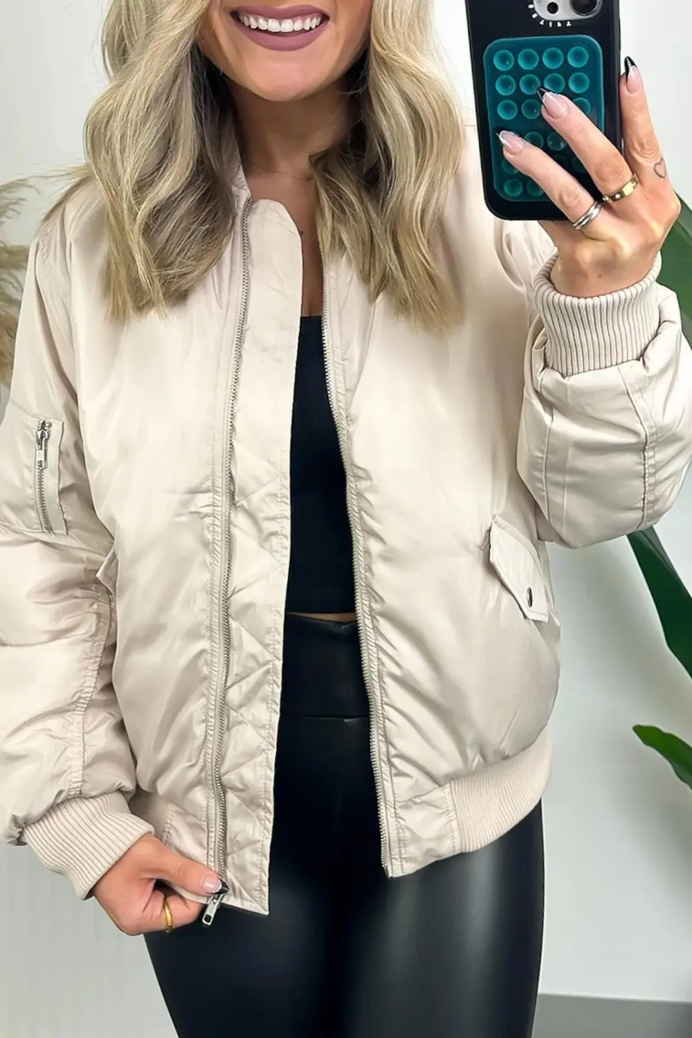 Casual Style Ruched Bomber Jacket