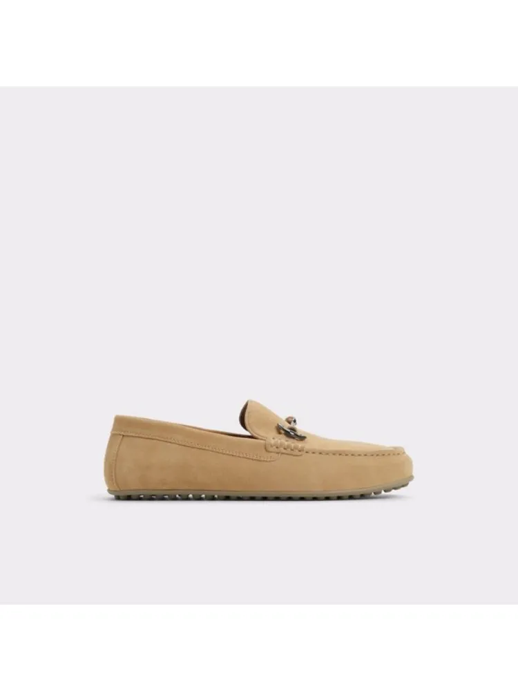 Beige Retro Falt Bottom Suede Leather Shoes