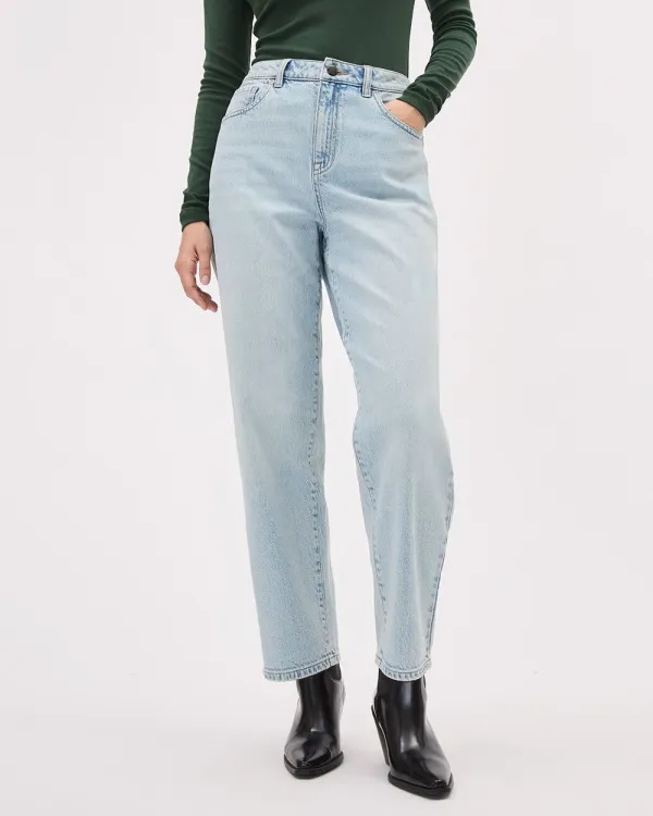 Light-Wash High-Rise Barrel Jeans