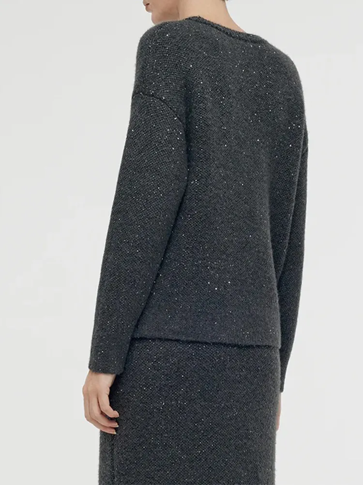 Mohair Wool Blend Sequins Women Sweater