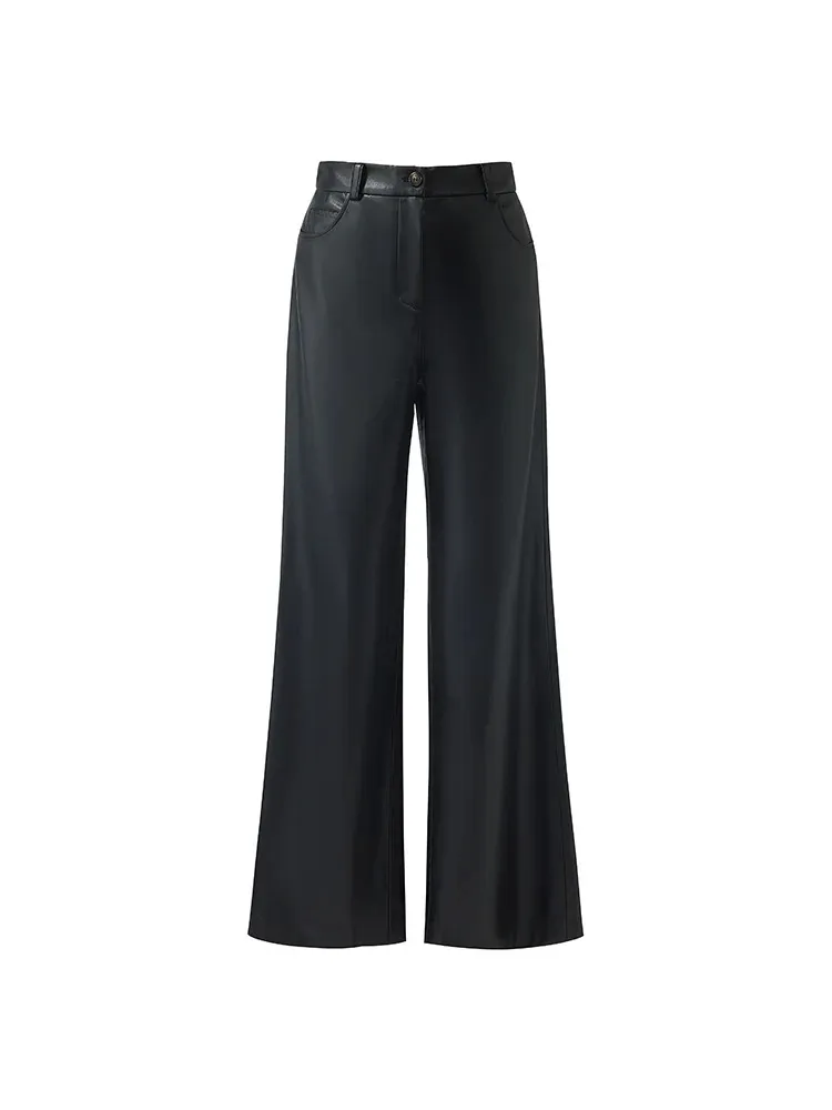 PU Leather Full Length Women Pants