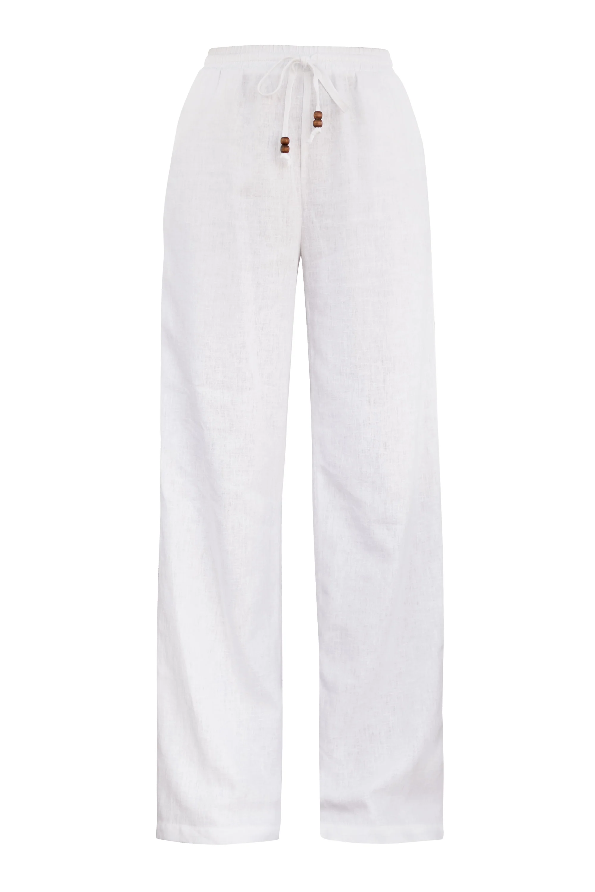 White Linen Wide Leg Pants