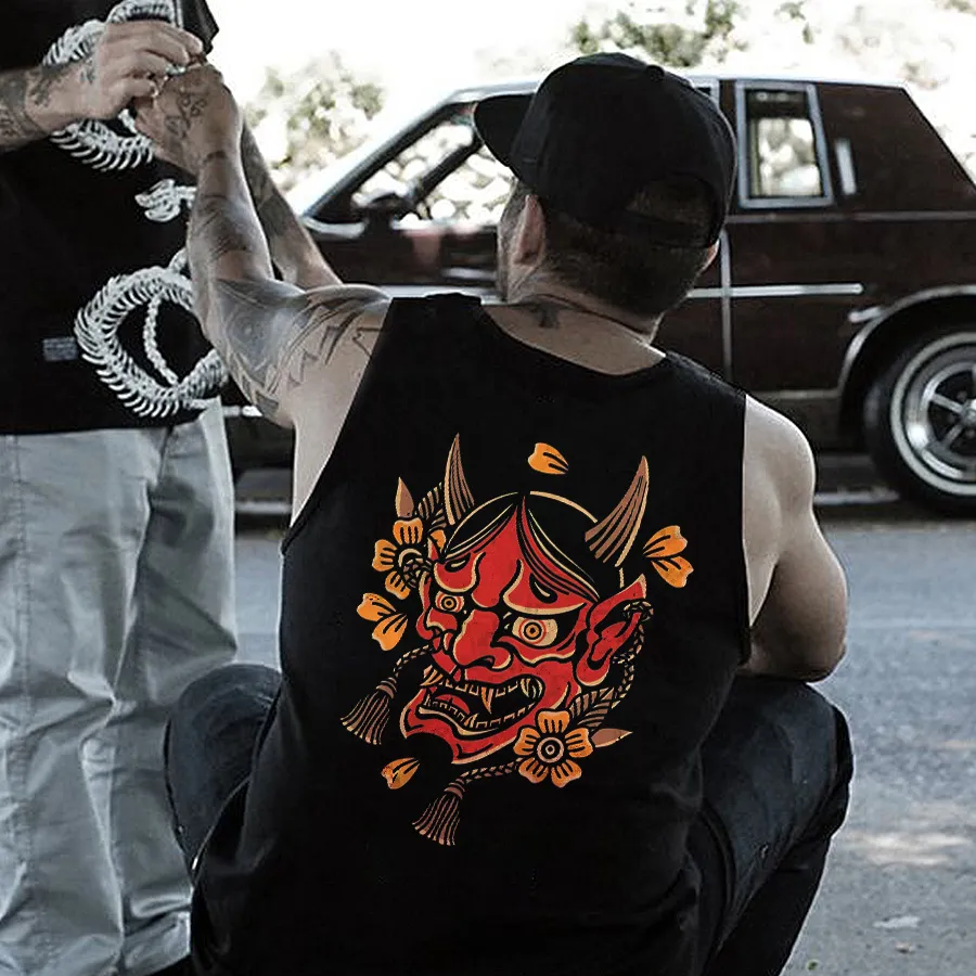 Demon Mask Print Men's Vest