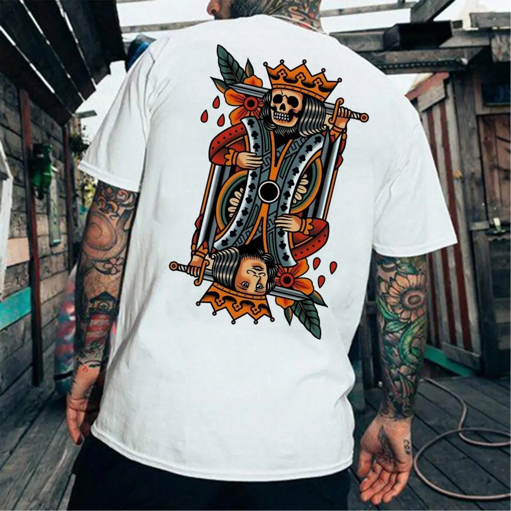 King Skull Playing Cards Print Men's T-shirt