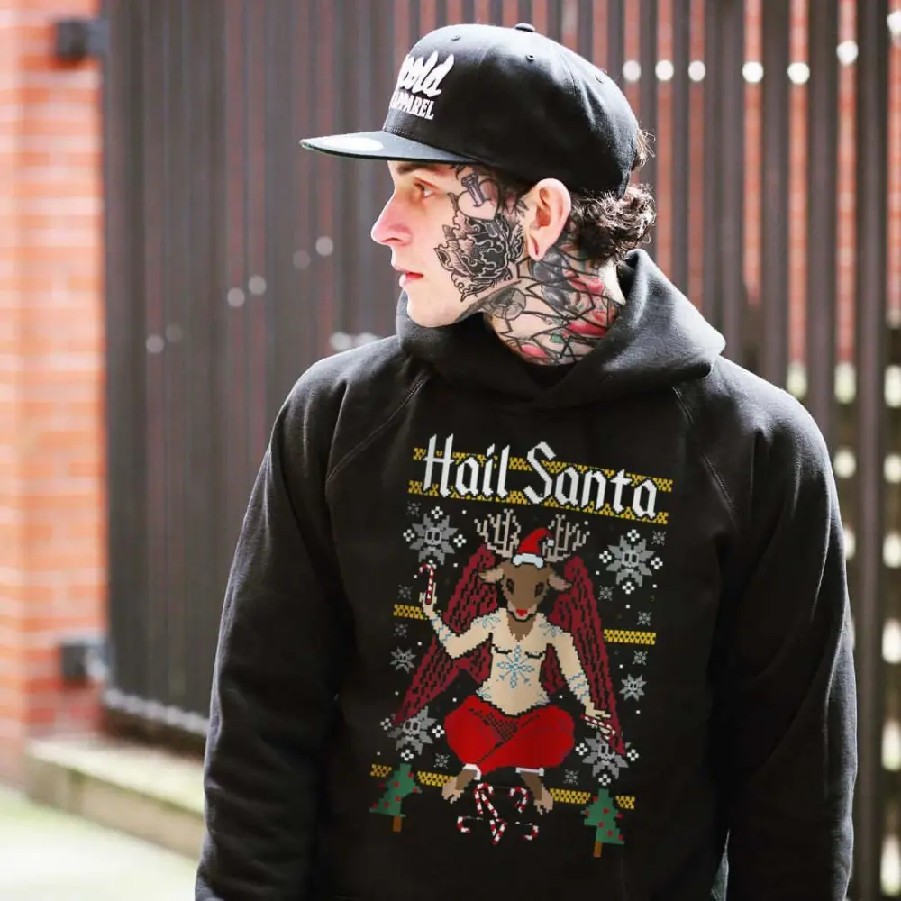 Hail Santa Printed Men's Hoodie