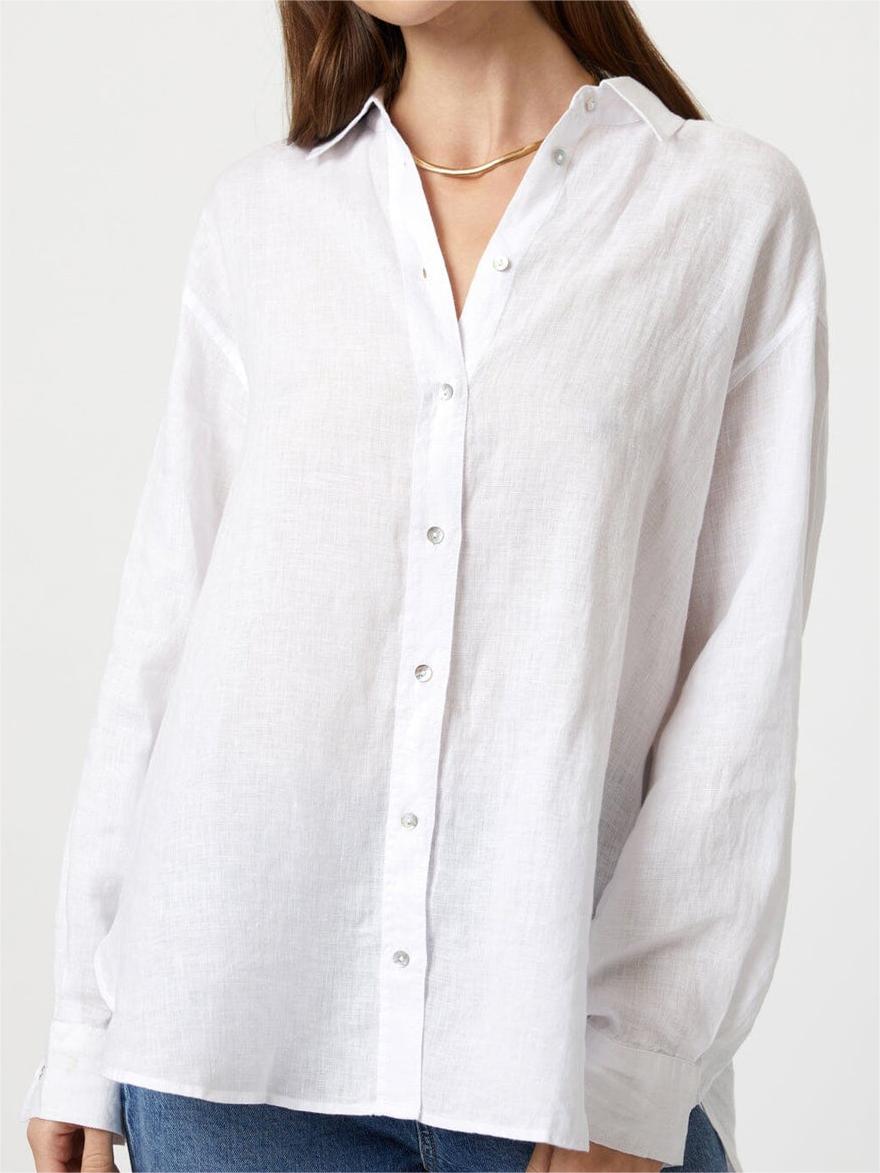 Linen Button-Up White Shirt