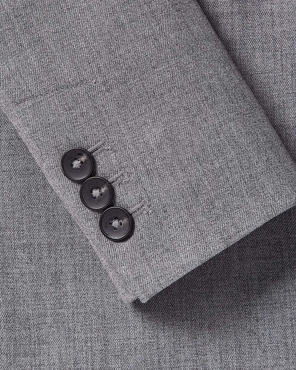 Grey Two-Button Fitted Blazer