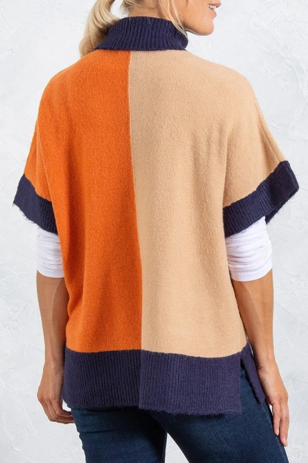 Short Sleeve Colour Block Knit Top