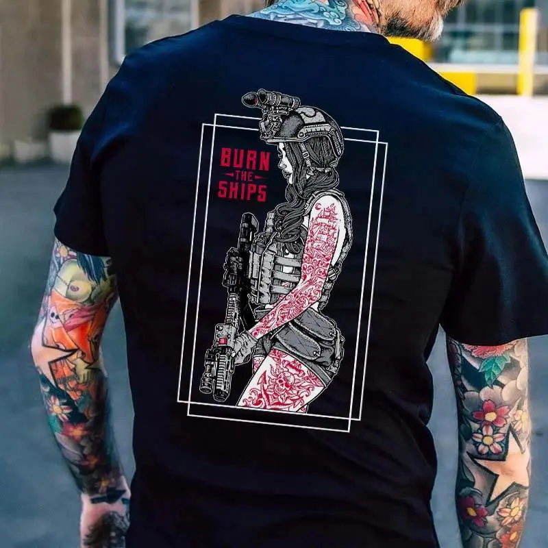 Burn The Ships Printed Men's T-shirt