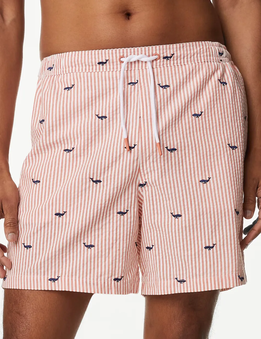 Summer pink vertical striped shorts