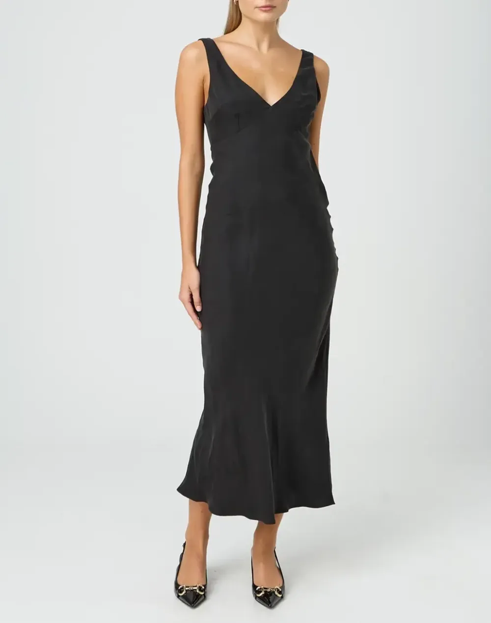 Cupro V Front Maxi Dress