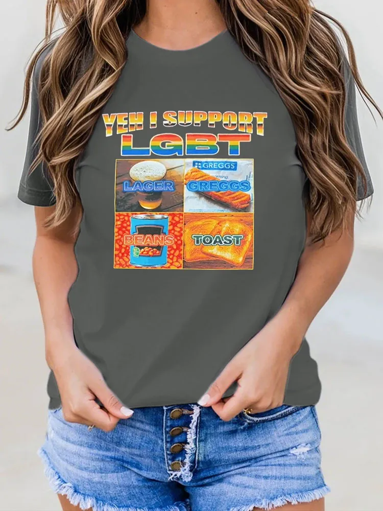 Women'S Yeh I Support L G B T Round-Neck T-Shirt