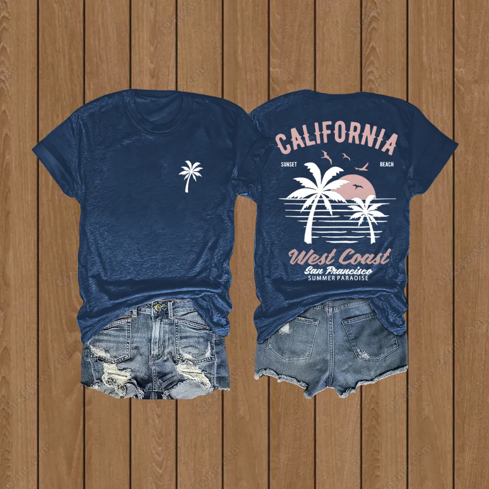 Beach Coast Summer Paradise Sunset Surf Beach Tee