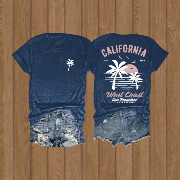 Beach Coast Summer Paradise Sunset Surf Beach Tee