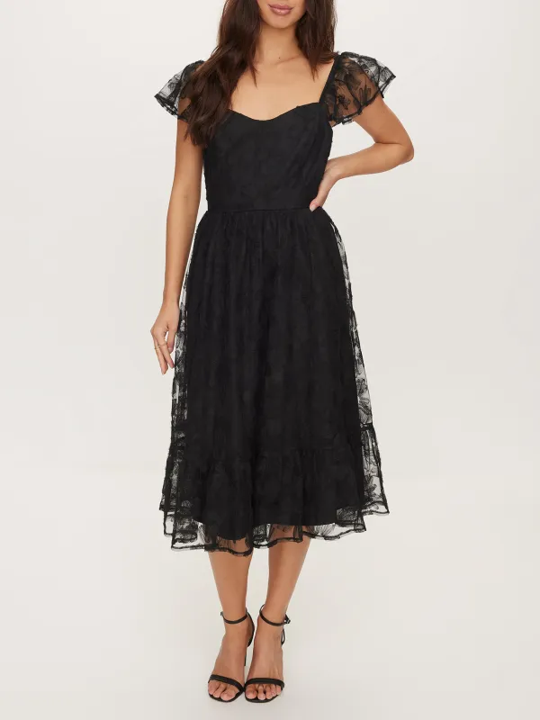 Viola Frill Sleeve Midi Dress