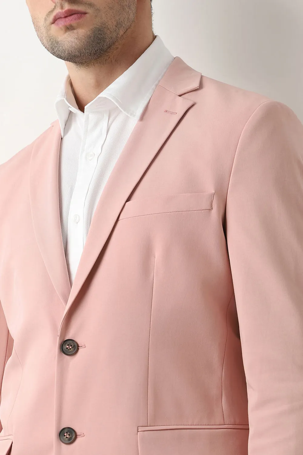 Pink Single Breasted Suit-Set Blazer