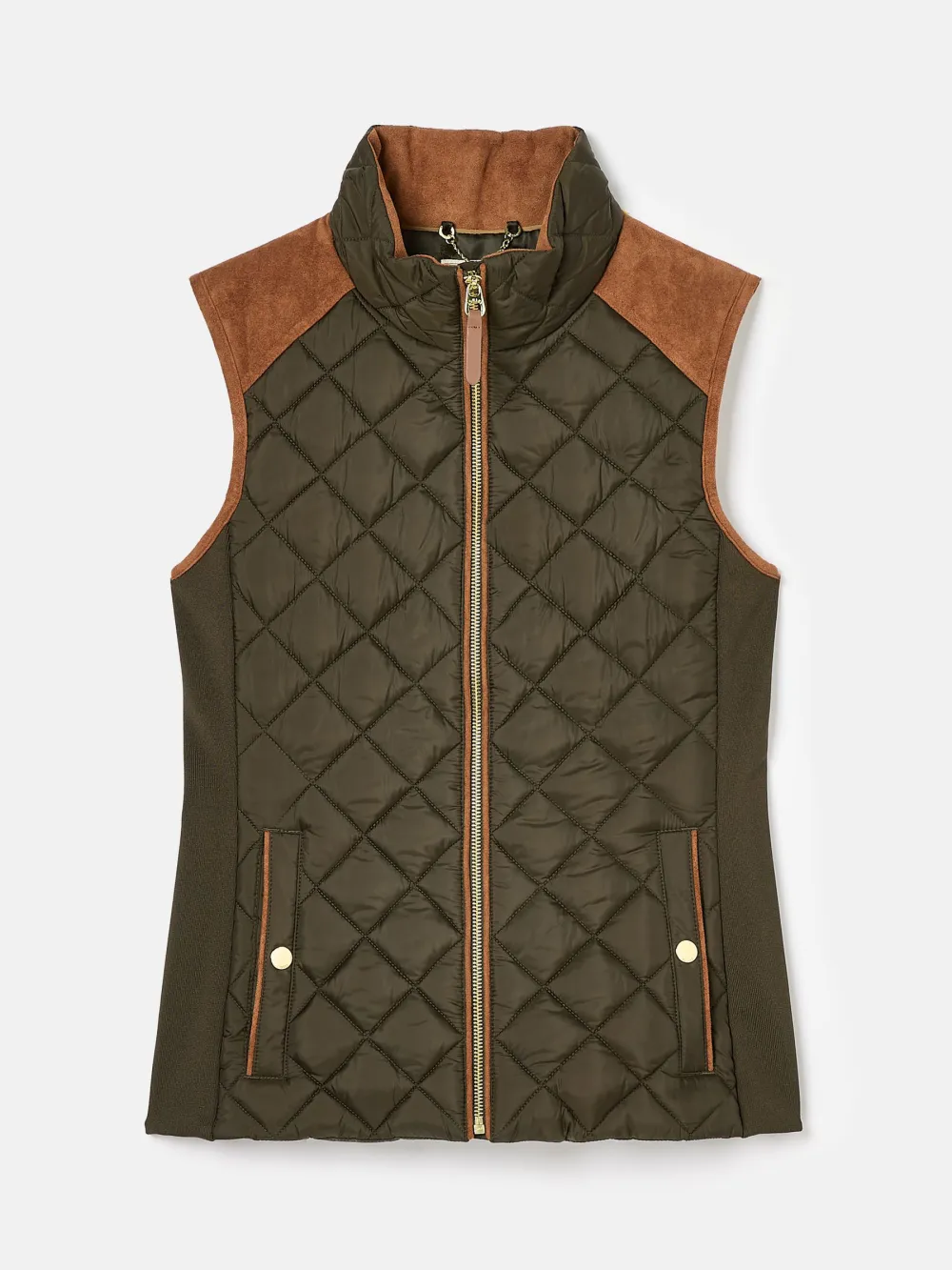 Khaki Green Showerproof Diamond Quilted Gilet