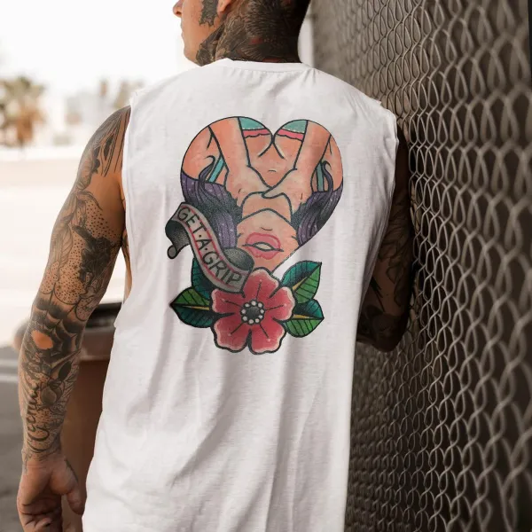 Get a Grip Round Neck Print Men's Vest
