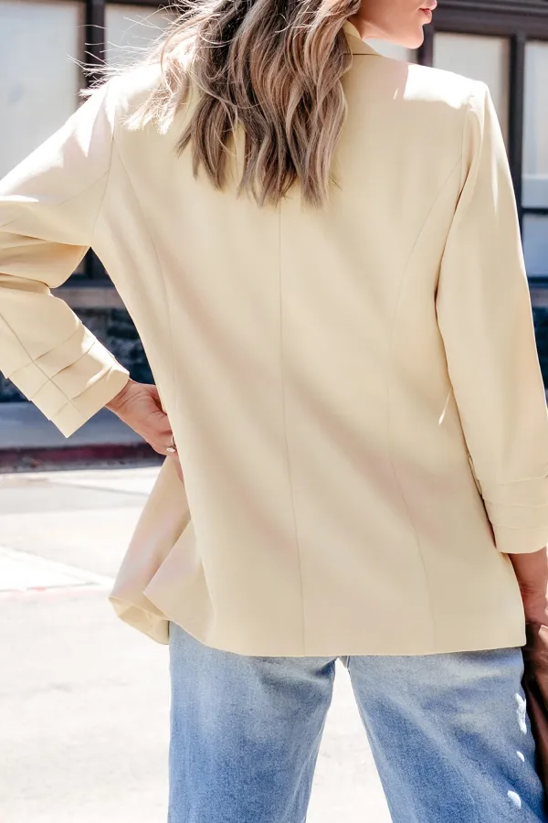 Neutral Collared Long Sleeve Blazer