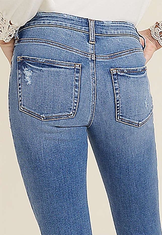 edgely Mid Rise Ripped Flare Jean