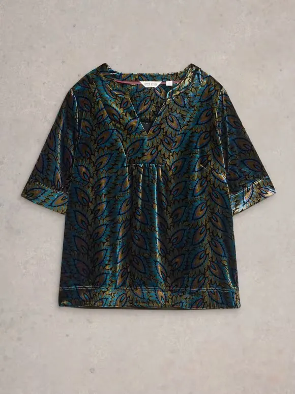 Ash Printed Velvet Top