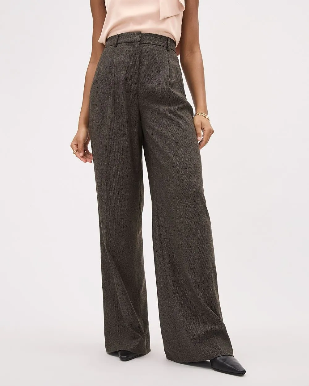 Tweed Wide-Leg High-Rise Pant