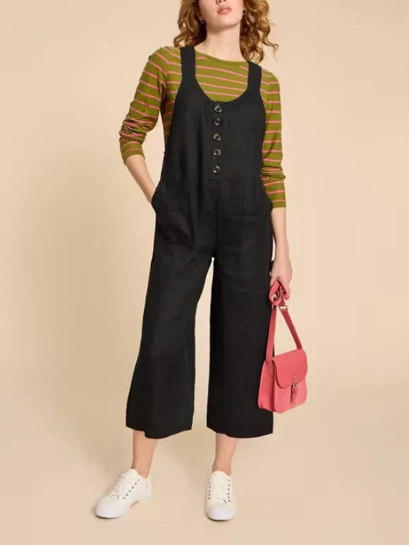 Viola Crop Linen Dungaree