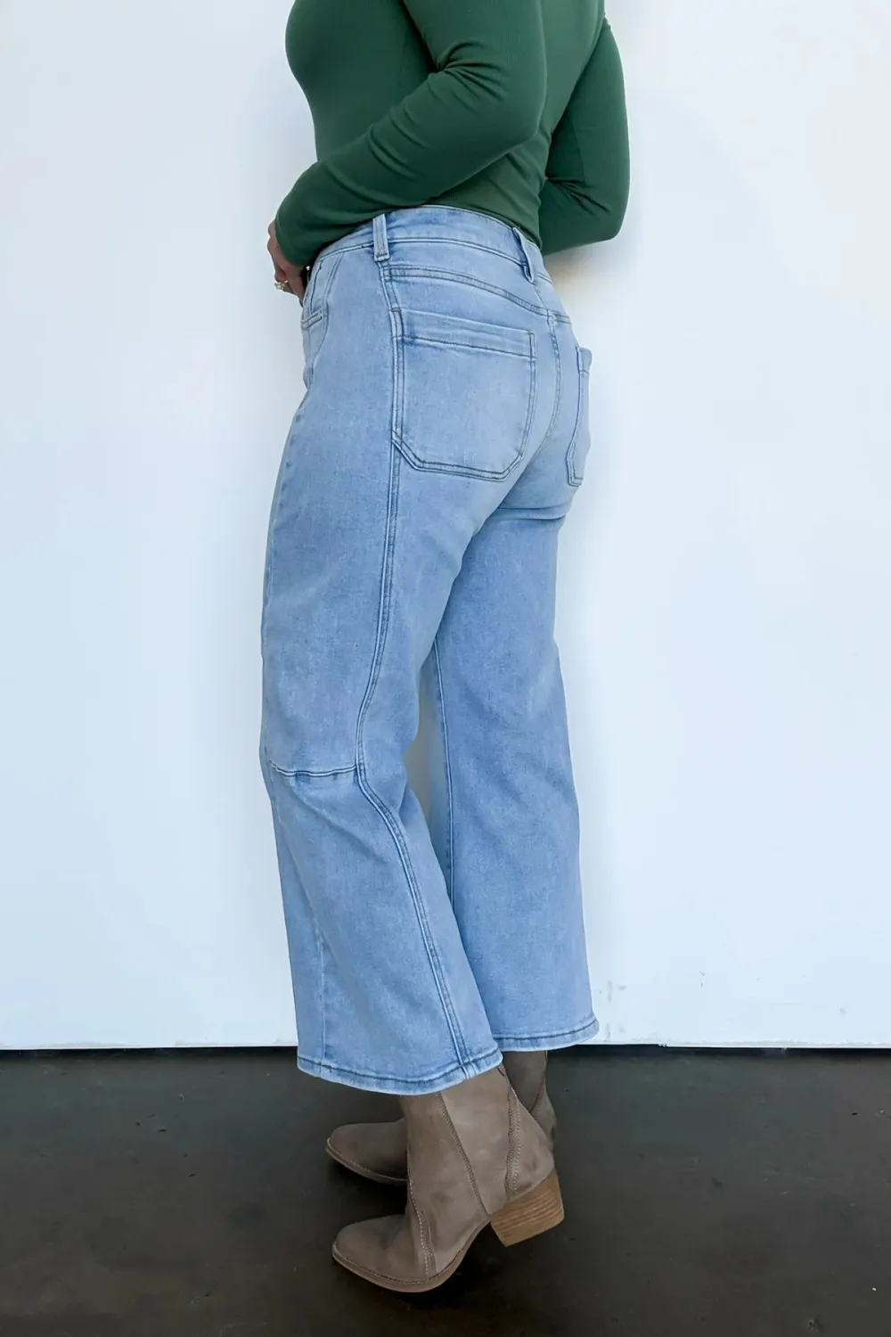 Crop Wide Leg Seam Detail Jeans