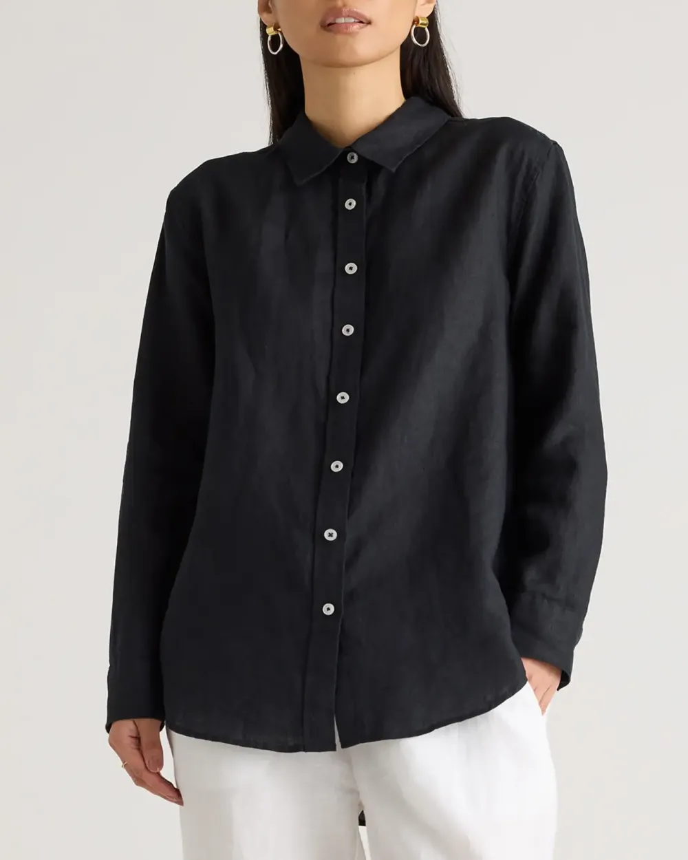 Slight Stretch 100% European Linen Long Sleeve Shirt