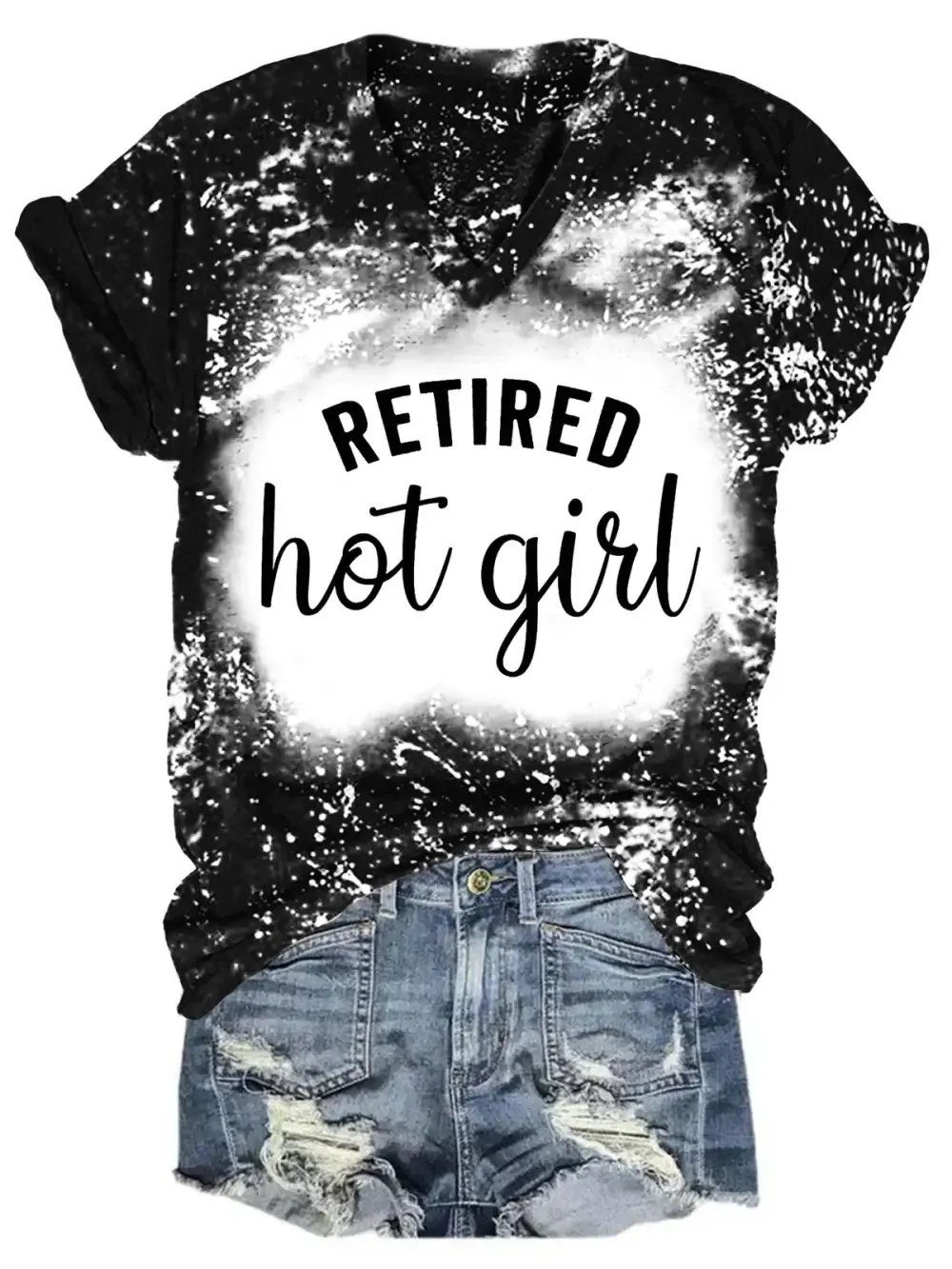 Retired Hot Girl Bleaching V Neck T-shirt